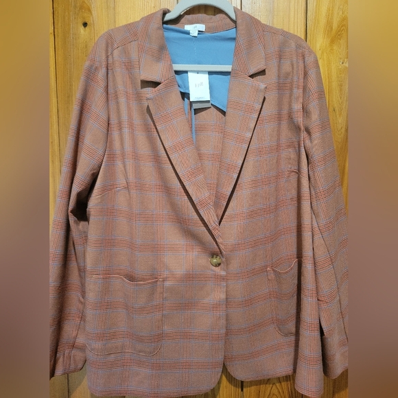 J. Jill Checkered Blazer in Rust and Blue - Picture 2 of 9